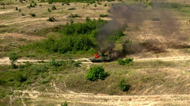 Tank is on fire.