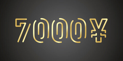 Fototapeta premium 7000 Yen internet website promotion sale offer big sale and super sale coupon code golden japanese 7000 Yen discount gift voucher coupon black background