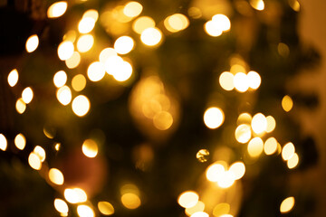 Bokeh yellow on a black background. Blur and bokeh abstract , vibrant colors and textured. Good wallpapers .Copy space.