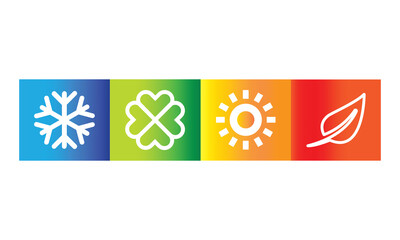 Set of four seasons (winter, spring, summer, autumn).