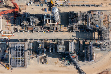 Heavy construction machine doing building with Construction site