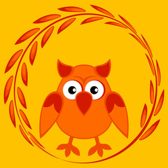 cartoon styled owl, drawing of a child. Design element. Birds - stylization