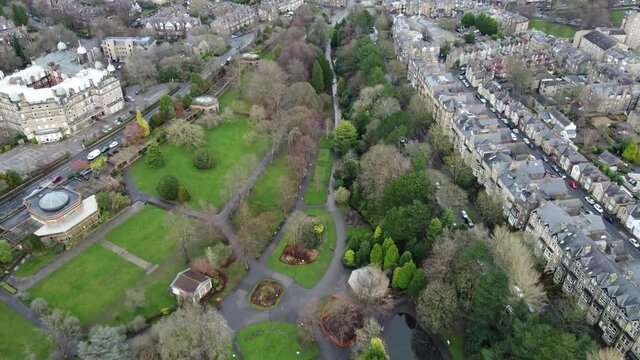 Valley Gardens in Harrogate North Yorkshire United Kingdom Drone Aerial Videography