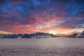 Fototapeta premium sunset over the lake