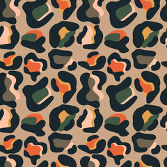 Modern exotic leopard skin pattern, wild animal backgrounds, vector design for textiles, product packaging, seamless pattern