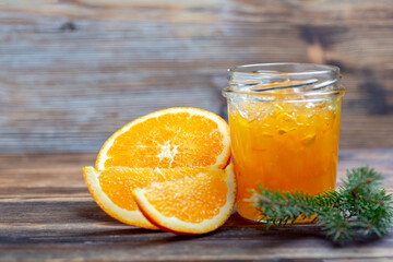 Jar of orange jam.