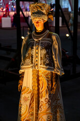 Mannequin in national ethnic northern Russian and European clothes