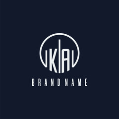 KA initial monogram logo with circle style dsign - obrazy, fototapety, plakaty