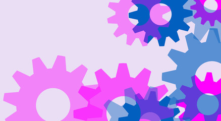 Abstract image. Set of gear wheels relative to the concept of CREATIVE MEETING, team solution, evolution or TEAMWORK. ILLUSTRATION. Pale lilac fund.