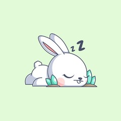 Cute bunny sleeping in the garden