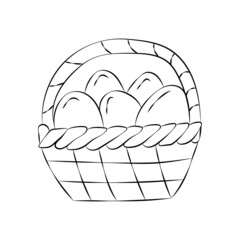 Easter Basket with Eggs in Doodle Style