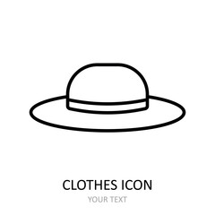 Vector illustration with  hat icon. Outline drawing.