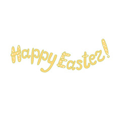 Happy Easter hand drawn  green and yellow vector illustration