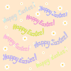 Happy Easter hand drawn vector pastel colors  illustration