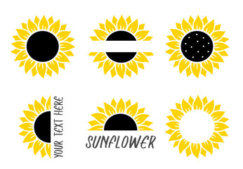 Sunflowers art silhouettes and space for text - 480767326