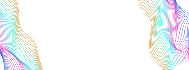 Iridescent Curve Background White Vector. Amplitude Template. Neon Mesh Dynamic. Ribbon Infinity Backdrop. Colorful Soft Line.