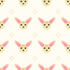 Seamless Pattern Abstract Elements Animal Fenech Head Wildlife Vector Design Style Background Illustration Texture For Prints Textiles, Clothing, Gift Wrap, Wallpaper, Pastel