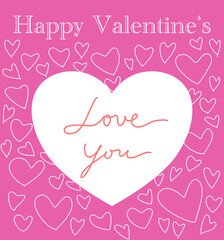 happy valentines day card freehand drawing vector