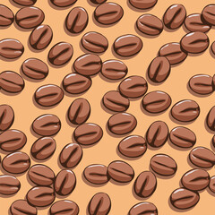 vector abstract background with seamless coffee bean pattern