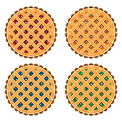 vector collection of homemade fruit and berry pies