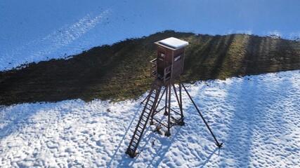 Naklejka premium Hunters high seat wildlife oberservation point