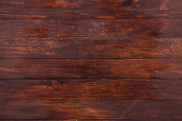 Vintage brown wood background texture with knots and nail holes. Old painted wood wall. Wooden dark horizontal boards
