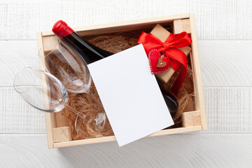 Valentines day gift and red wine