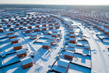 view of a cottage settlement in the Nizhny Novgorod region in winter	