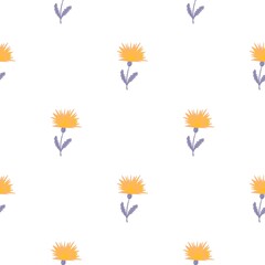 Fototapeta na wymiar Dandelion cute seamless pattern. Hand drawn meadow background.