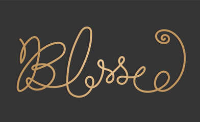 Blessed Word Gold Calligraphy Illustration