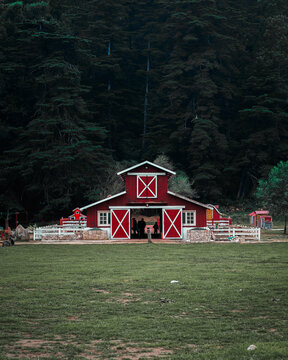red barn in the countryside