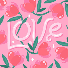 Valentine's day card. card with love and flowers. romantic frame.