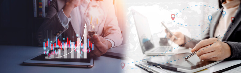 business finance technology and investment trading trader investor. Stock Market Investments Funds and Digital Assets. businessman analyzing forex trading graph financial data.