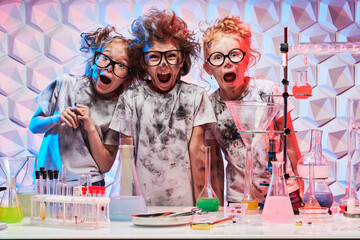 crazy kids in laboratory