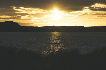 sunset over the lake