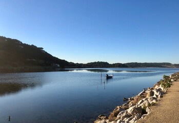 single boat on the lake