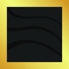 Gold and Black Neomorphism background. Vector dark random waves in neomorph style and golden background for text design.