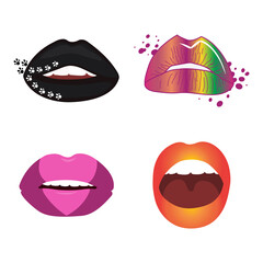Set of beautiful woman lips