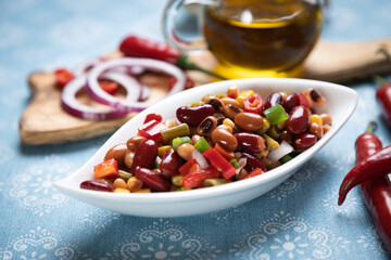 Mixed bean salad, healthy vegetarian meal