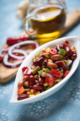 Mixed bean salad, healthy vegetarian meal