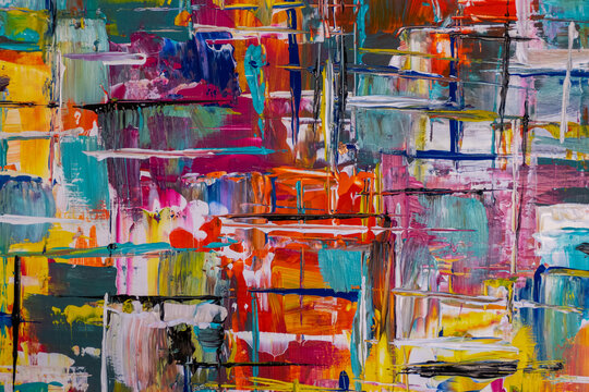 Abstract art with splashes of multicolor paint, as a fun, creative & inspirational background texture © Tobias