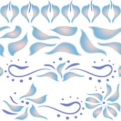 Seamless ornament. Floral design. Flowers and petals.Stylization of a watercolor drawing. Gradient decor.Border for postcards, banners.