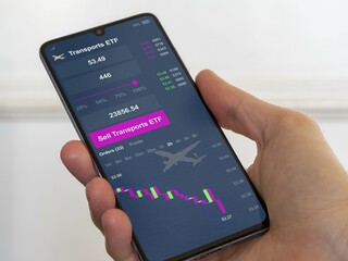 Stock exchange market chart, Stock market data on smartphone. Business analysis of an ETF