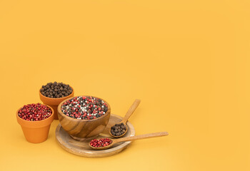 banner with copy paste of several types of peppers on a yellow background