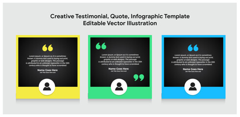 Obraz na płótnie Canvas Creative Testimonial banner, Quote , Infographic, Banner Template Editable Vector Illustration