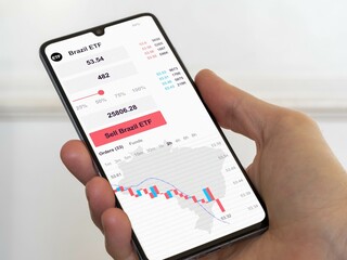 Stock exchange brazilian market chart, stock market data of Brazil. Brazil ETF Brazilian fund, BRIC, BRICS, emerging country bric brics