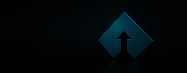 arrow up to growth success, 3d render, progress way and forward achievement creative concept, panoramic layout