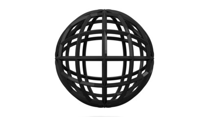 Black circle abstract on white background.
3D illustration for background.