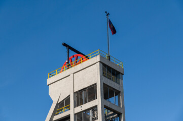 Shaft tower of a former coal mine - obrazy, fototapety, plakaty