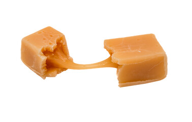 Caramel candies isolated on white background
